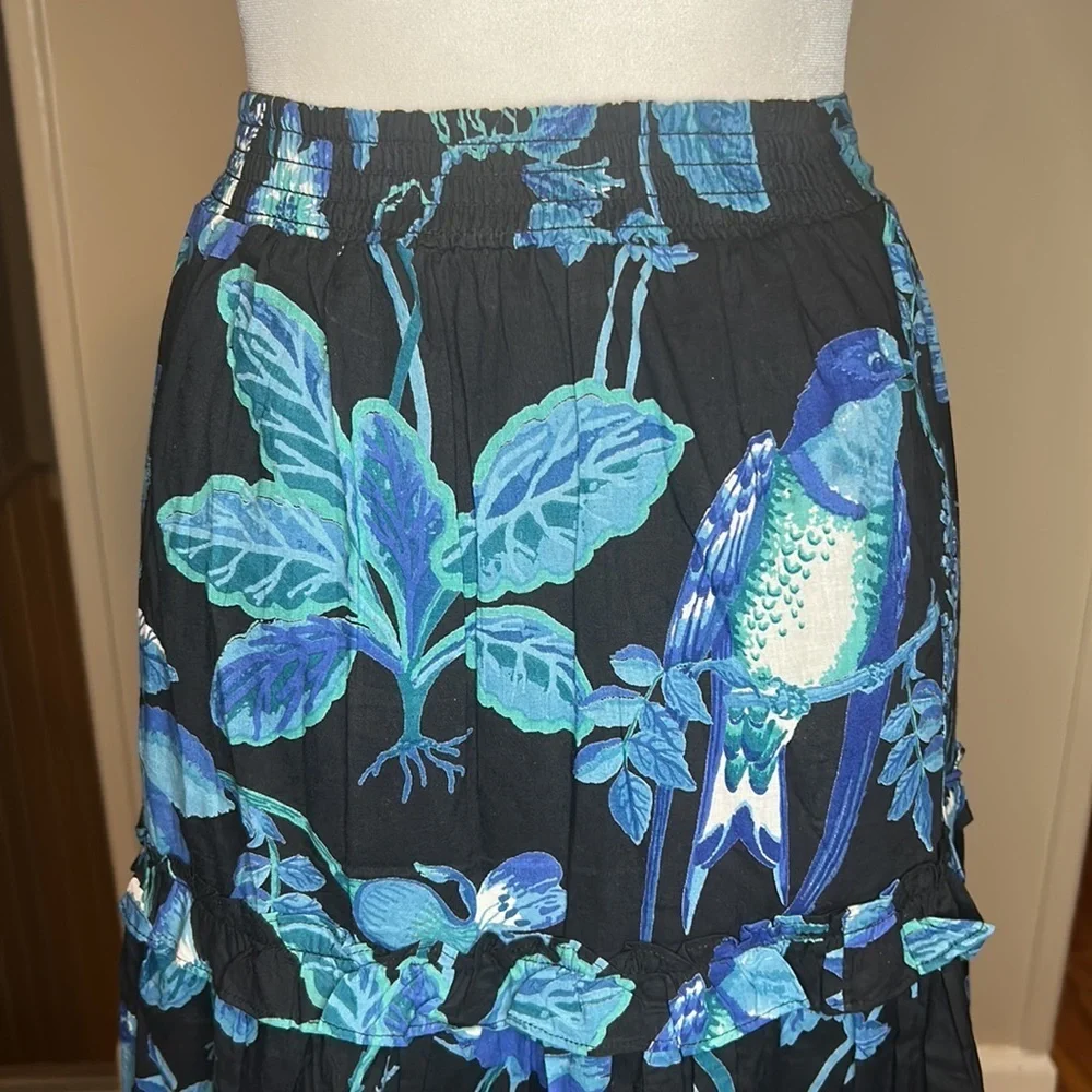 Anthropologie Banjanan Piper Skirt Floral Hedgerow Black NWT Size XS